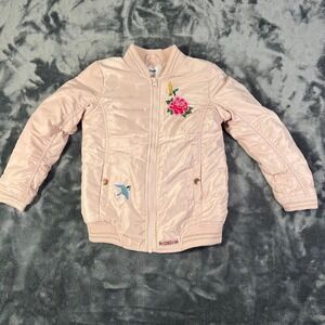 Hudson Puffer Bomber Embroider Jacket Size 6X Girls Youth Light Pink